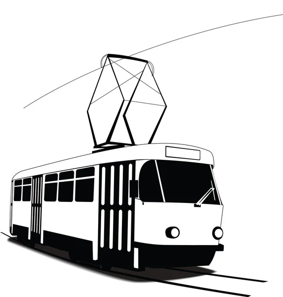 Klassische tschechische Straßenbahn in Vektor — Stockvektor