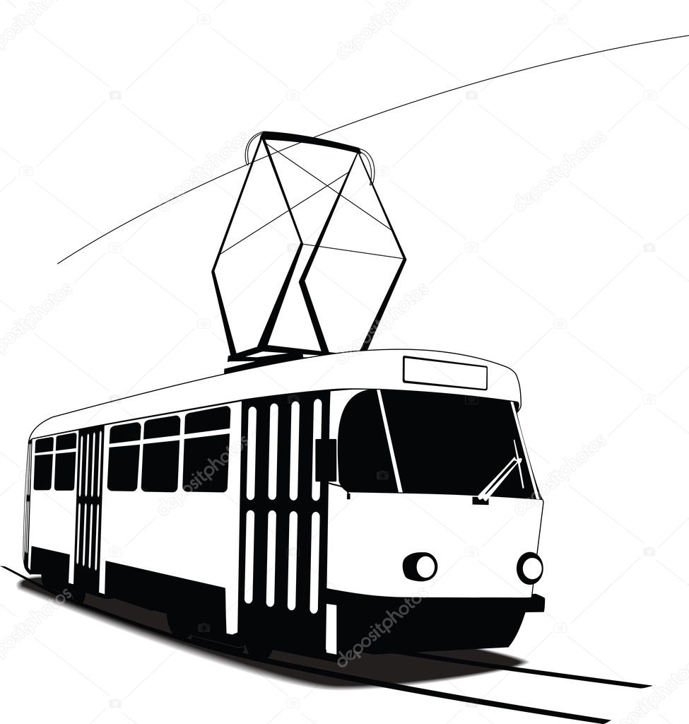 Classic Czech tramway in vector