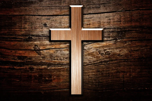 Σταυρός σε ξύλο φόντο — Φωτογραφία Αρχείου