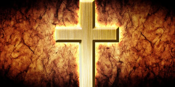 Glowing cross on a grunge background — Stock Photo, Image
