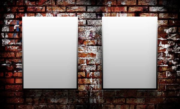 Two blank on a brick wall — Stock Photo, Image