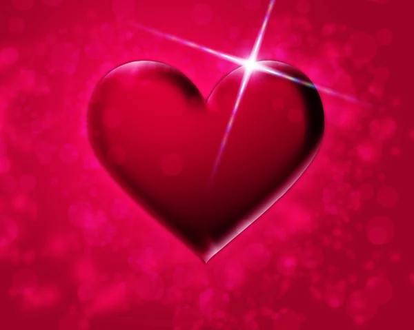 Rosa hjärta på en röd bakgrund — Stockfoto