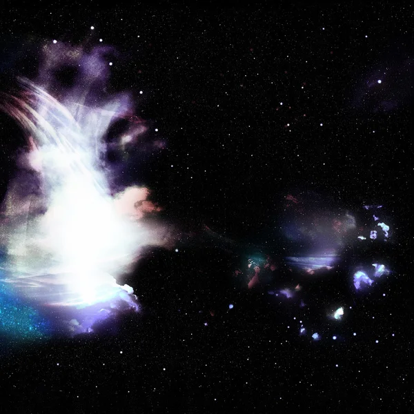 Fundo estrelado de estrelas e nebulosas no espaço profundo — Fotografia de Stock