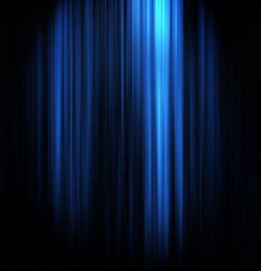 Blue theater curtain with center spotlight clipart