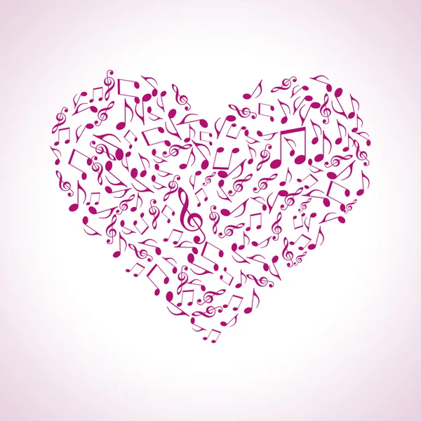Heart made of musical symbols — Stock Photo, Image