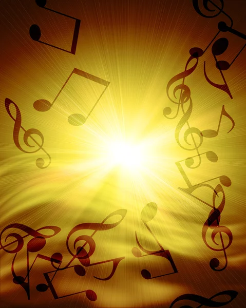 Notas musicais contra o pôr do sol — Fotografia de Stock