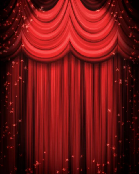 Red theatre curtain with spotlight — Stock Photo, Image