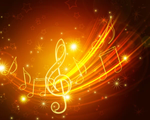 Glowing musical symbols with stars — Stock Photo, Image