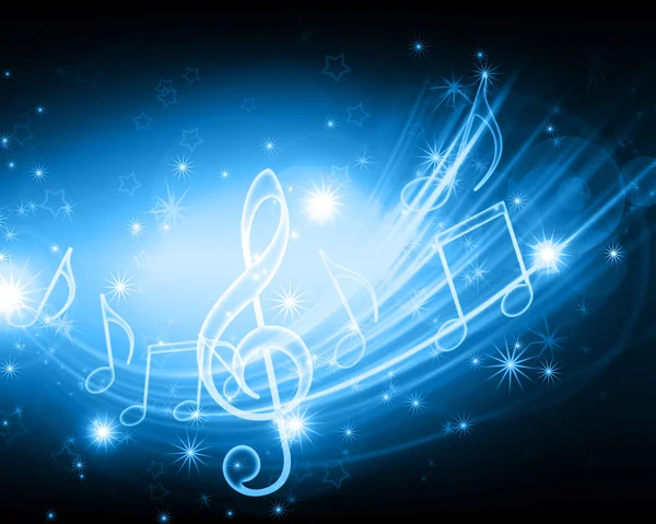 Светящиеся музыкальные символы со звездами — стоковое фото