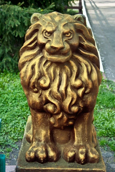 stock image Lion statue gold color