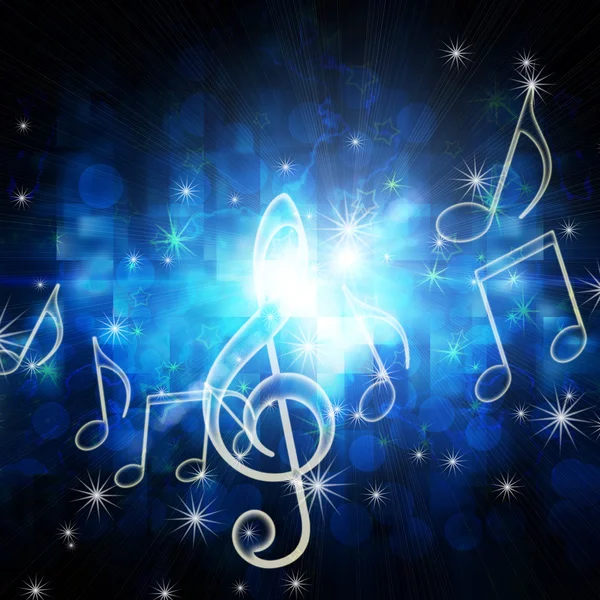 Leuchtende musikalische Symbole mit Sternen — Stockfoto