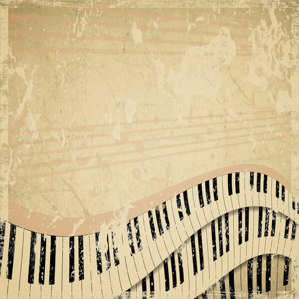 Grunge musical background with piano keyboard