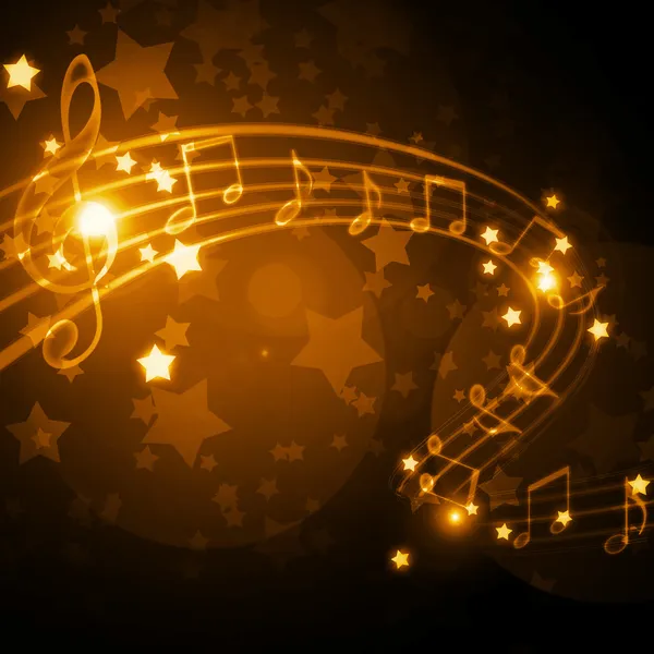 Musical staff with notes and stars — Stock Photo, Image