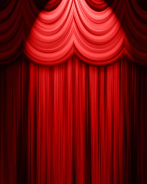 Rood theater gordijn met spotlight — Stockfoto