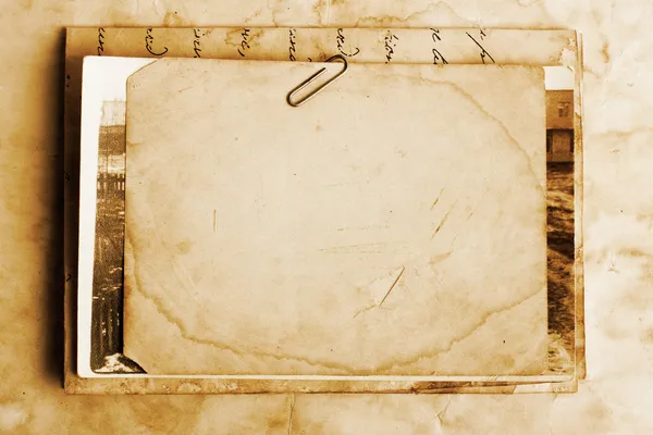 Eski kağıt, mektup ve fotoğraf ile antika arka plan — Stok fotoğraf