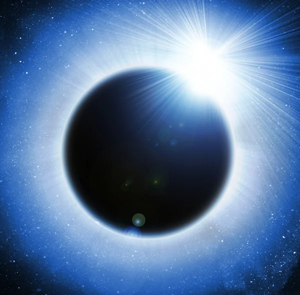 Solförmörkelse på svart bakgrund — Stockfoto