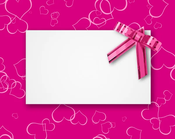 Lege briefkaart gebonden met een strik van roze lint — Stockfoto