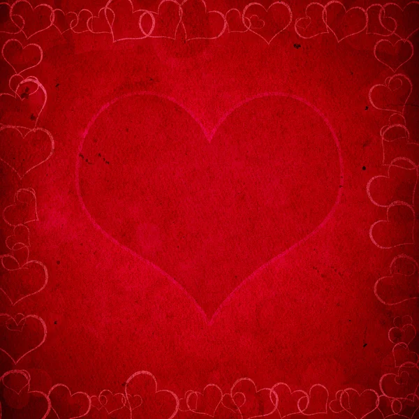 Red valentine's background with hearts — Stock Photo, Image