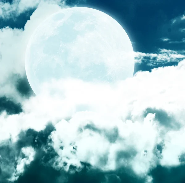 夜晚的天空的满月 — 图库照片