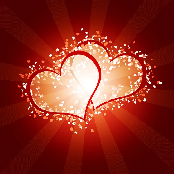 Два суглобових серця на червоному фоні зі смужками — стокове фото