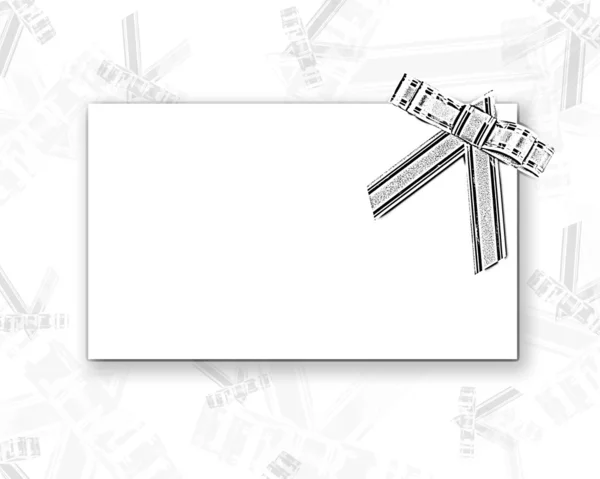 空白明信片栓与中的素描样式的弓 — 图库照片