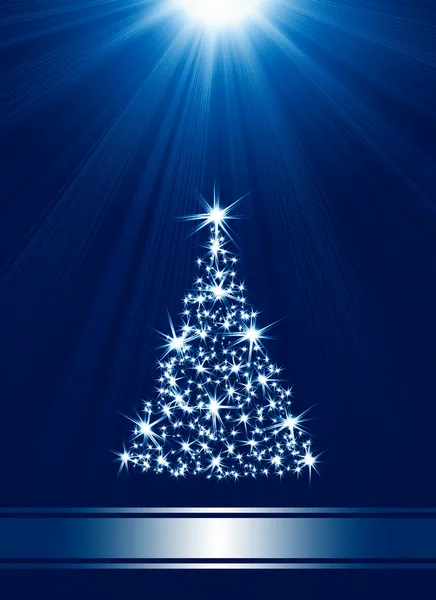 Árvore de Natal feita de estrelas contra fundo azul — Fotografia de Stock