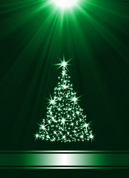Christmas tree made of stars against green background — Stock Photo, Image