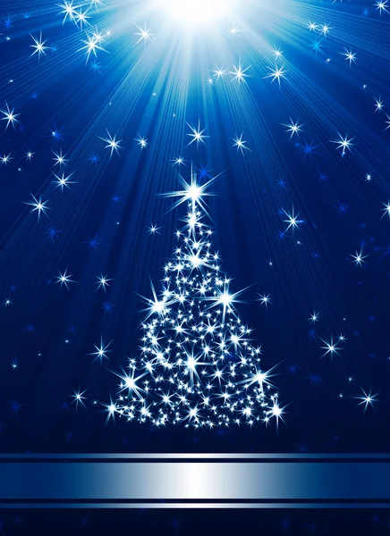 Árbol de Navidad hecho de estrellas sobre fondo azul —  Fotos de Stock