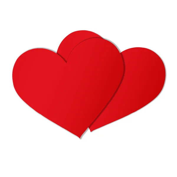 Två röda papper hjärtan — Stockfoto
