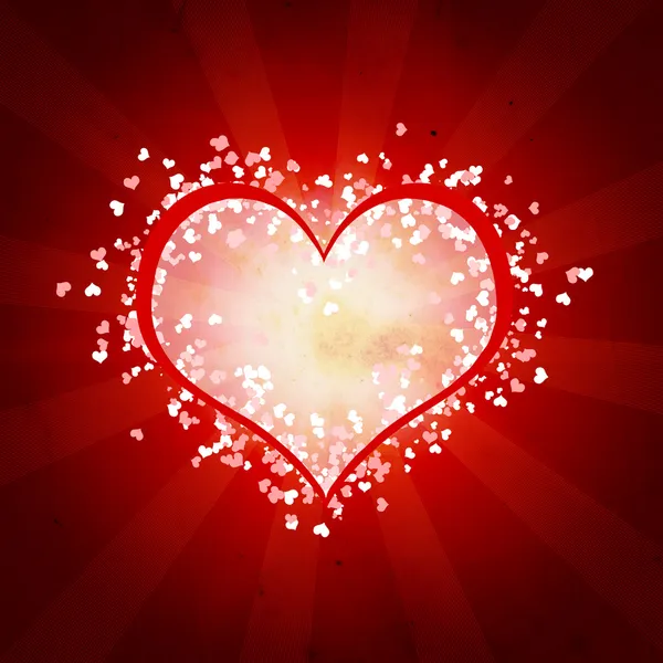 Cuore su un backround rosso con strisce — Foto Stock