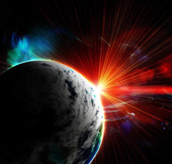 Vörös bolygó és a nap flash — Stock Fotó