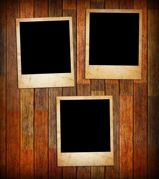 Grunge vinobraní foto rámečky na dřevo — Stock fotografie