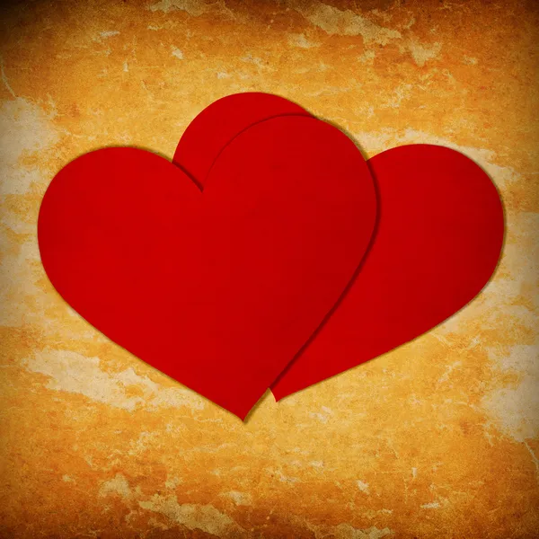 Δύο καρδιές κόκκινο χαρτί — Φωτογραφία Αρχείου