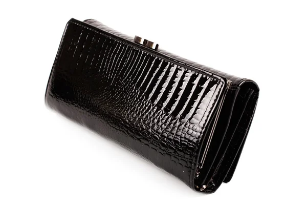 Black wallet isolated on white — Stock Photo, Image