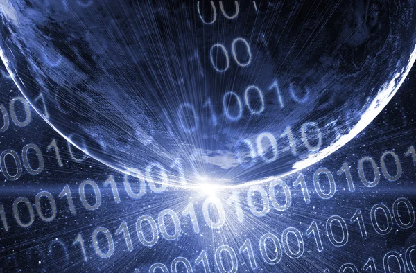Binary code on high technology backgroun — Stock Photo, Image
