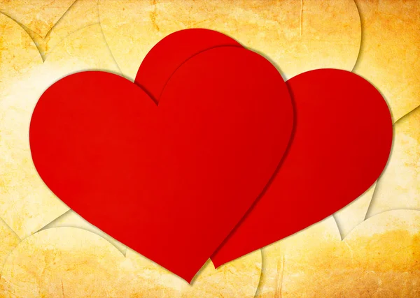 Két piros papír szív — Stock Fotó