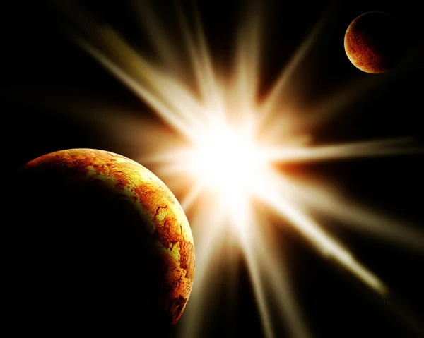 Dos planetas en el espacio — Foto de Stock
