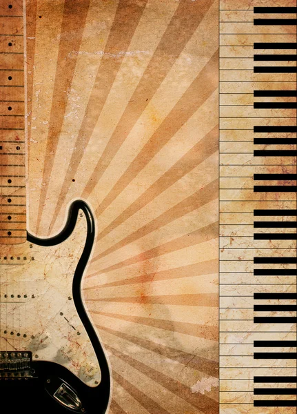 Старинный музыкальный фон с гитарой — стоковое фото