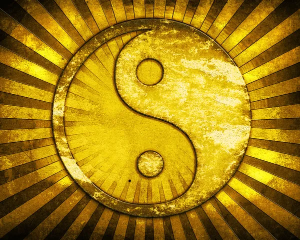 Oro yin yang símbolo —  Fotos de Stock