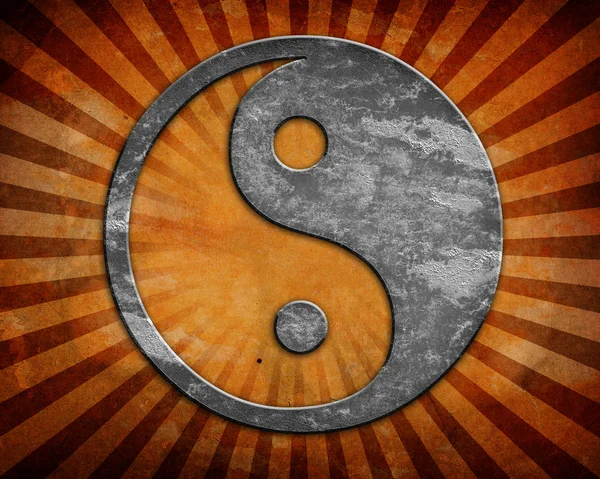 Grunge yin yang símbolo — Fotografia de Stock