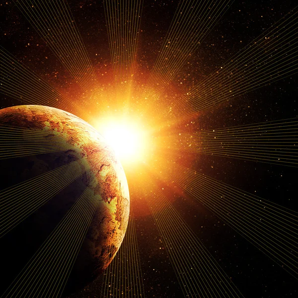 Planet gegen die Sonne — Stockfoto