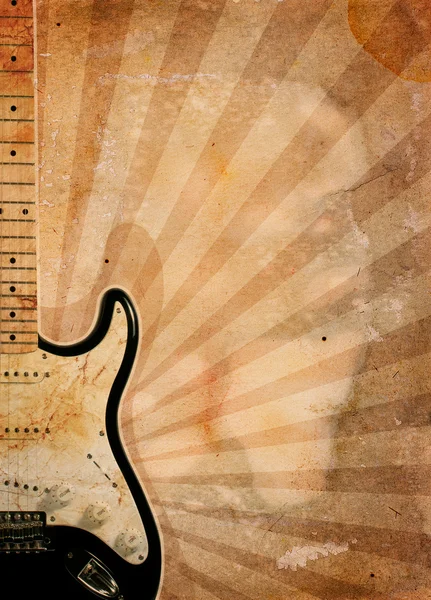 Vintage muzikale achtergrond met gitaar — Stockfoto