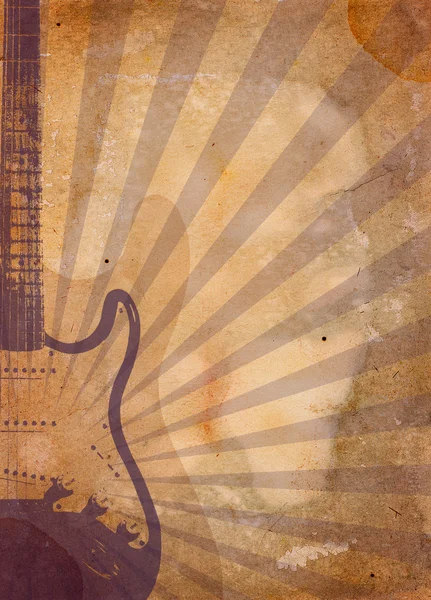 Вінтажний музичний фон з гітарою — стокове фото