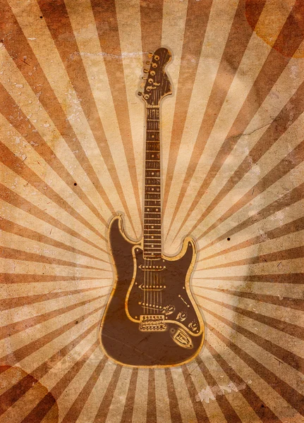 Vintage muzikale achtergrond met gitaar — Stockfoto