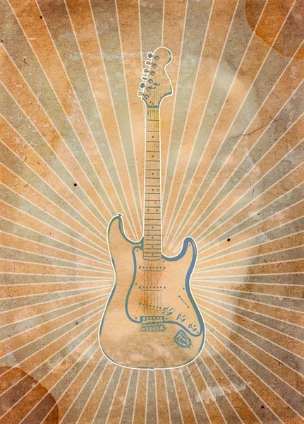 Вінтажний музичний фон з гітарою — стокове фото