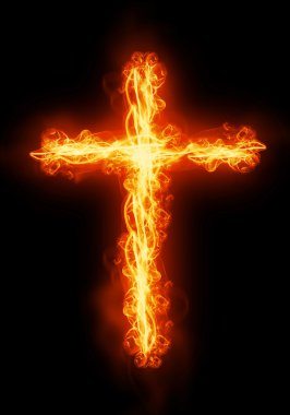 Cross burning in fire clipart