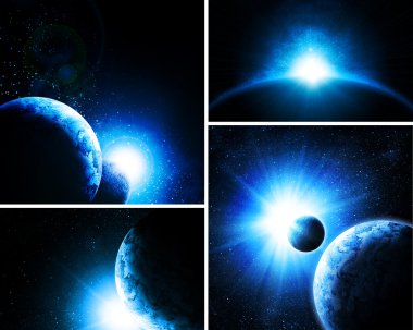 gezegenler ile 4 fotoğraf kolaj
