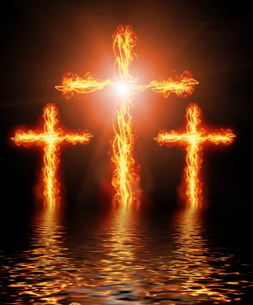 Хрест горить у вогні — стокове фото