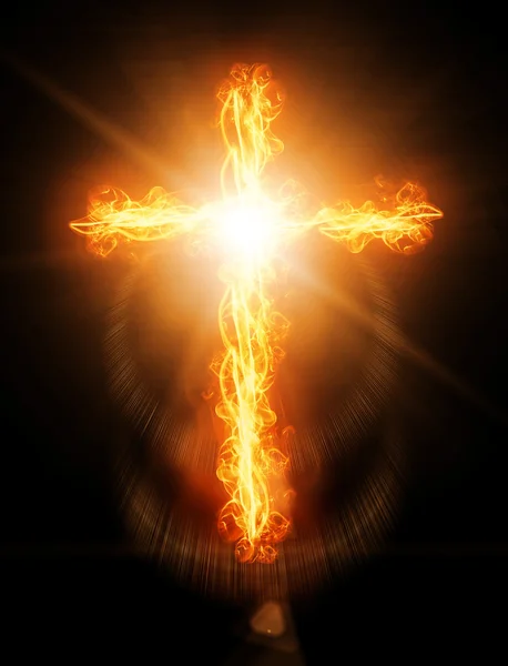 Хрест горить у вогні — стокове фото