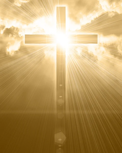 Светящийся крест в небе — стоковое фото